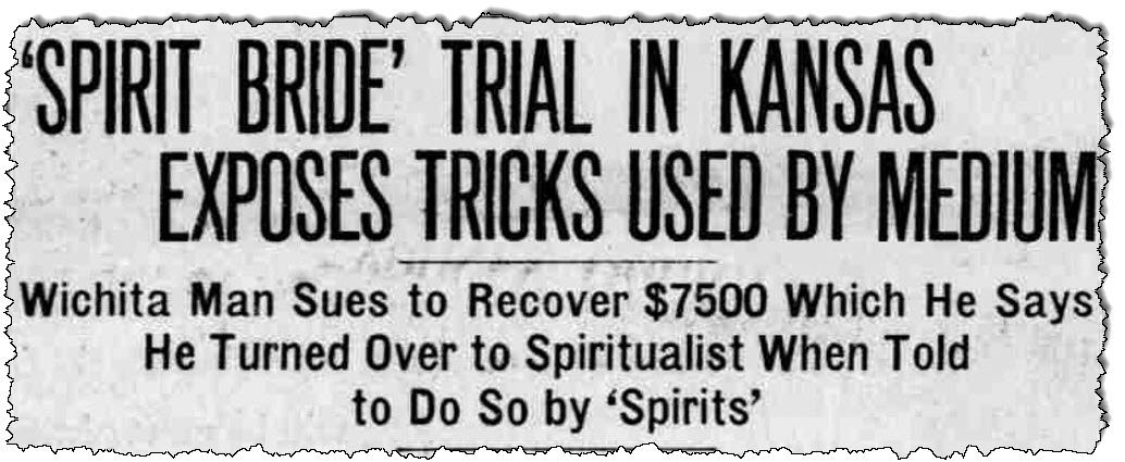 "العروس الروحية" عنوان صحيفة Allentown Morning News في 5 نوفمبر 1927.