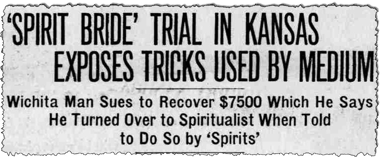 تعرّف على الرجل الذي كانت عروسه الروحية تقيّده وتقاضيه | اخبار مصر مباشر "Spirit Bride" headline from the November 5, 1927, edition of the Allentown Morning Call.