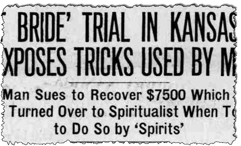 "Spirit Bride" headline from the November 5, 1927, edition of the Allentown Morning Call.