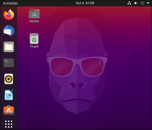 من "جروفي غوريلا" على سطح المكتب الافتراضي Ubuntu 20.10.