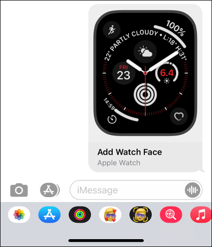 شارك Apple Watch Face في تطبيق الرسائل على iPhone