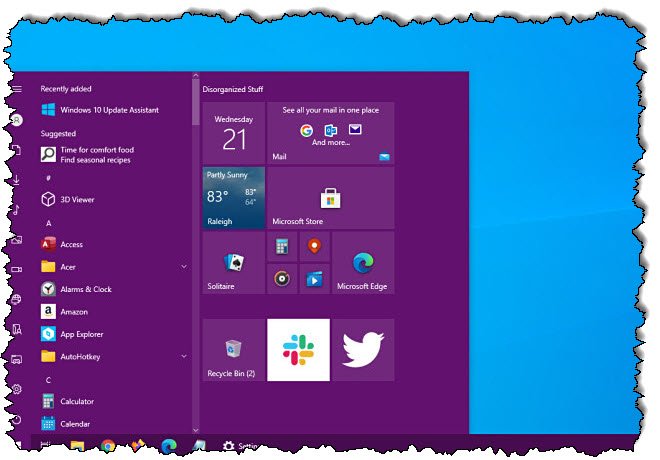 تمت إضافة ألوان التمييز إلى قائمة بدء Windows 10.