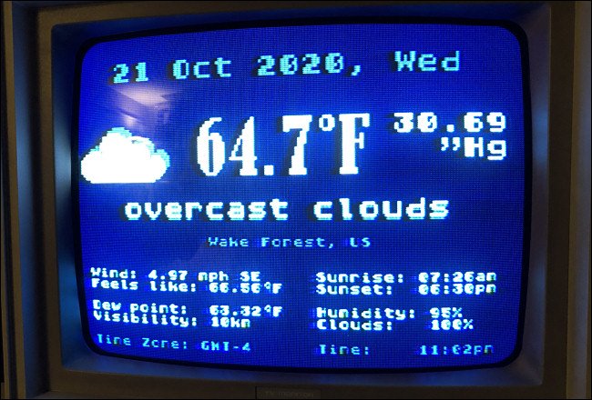 شاشة حالة Weather.xex على Atari 800XL.