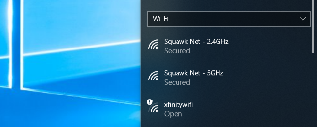 قائمة اتصال شبكة Wi-Fi في Windows 10