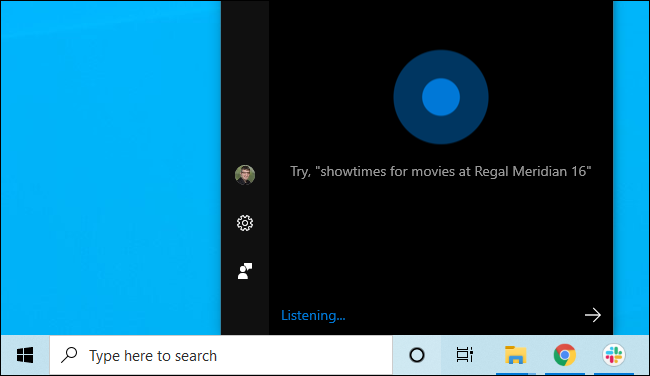 Cortana على شريط مهام Windows 10.