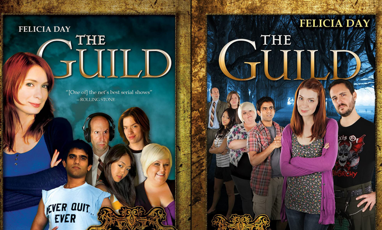 DVD covers for seasons 1-3 of "The Guild" featuring the cast
