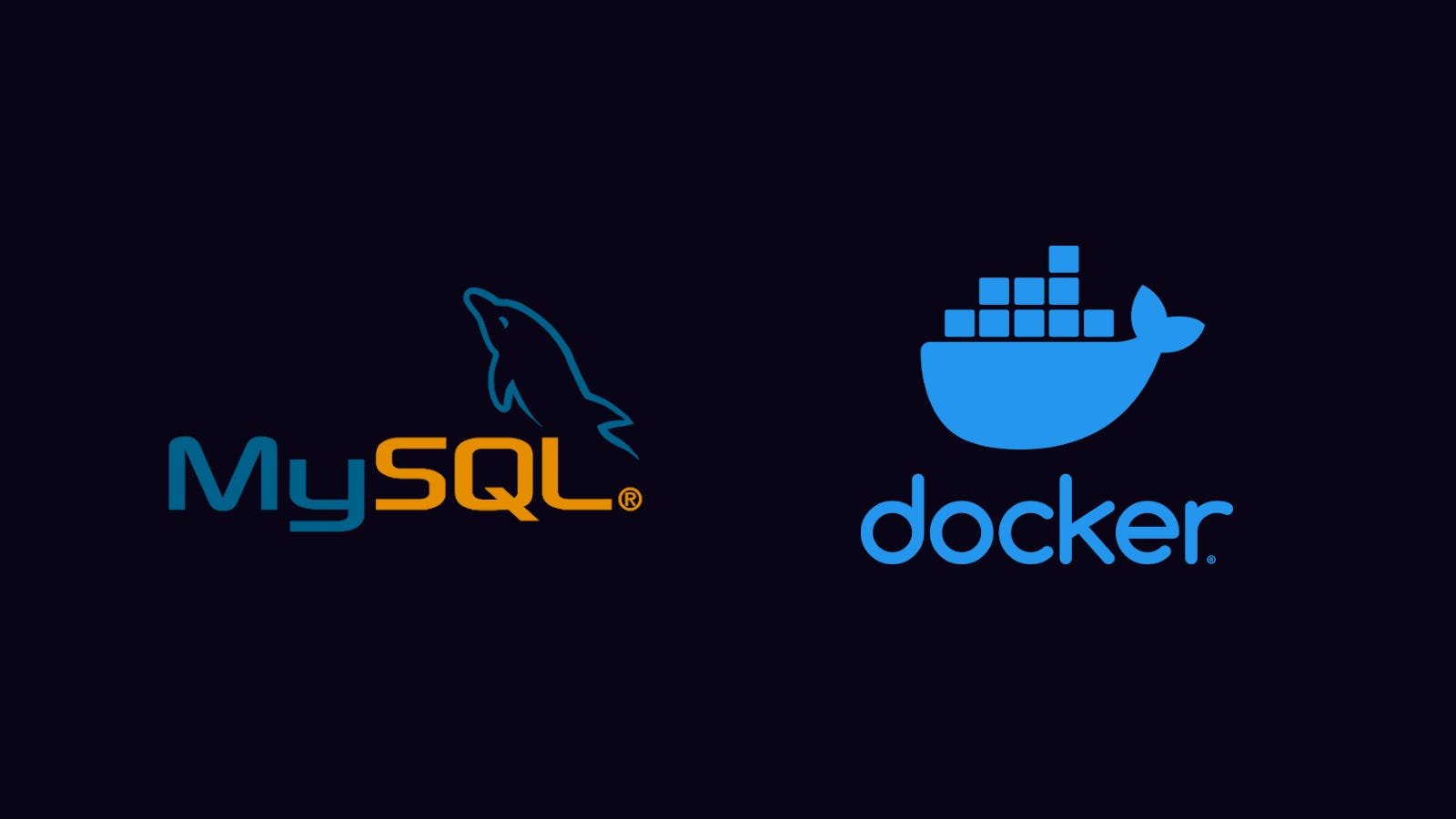 Graphic showing the Docker and MySQL logos