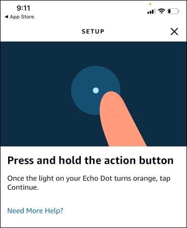 يتطلب تطبيق Alexa من المستخدم الضغط مع الاستمرار على زر الإجراء.