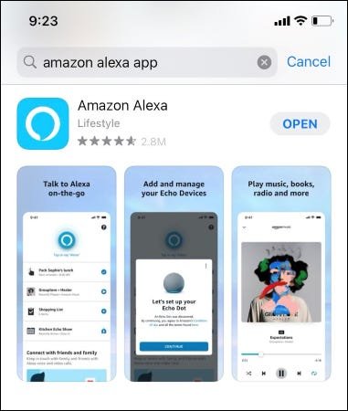 قم بتنزيل تطبيق Alexa من متجر التطبيقات.