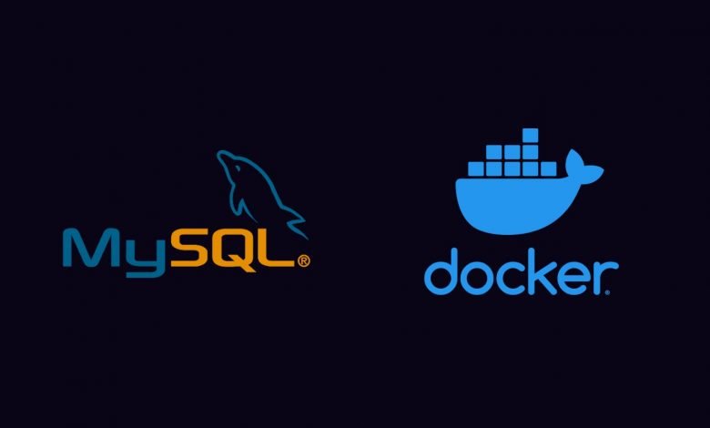 Graphic showing the Docker and MySQL logos