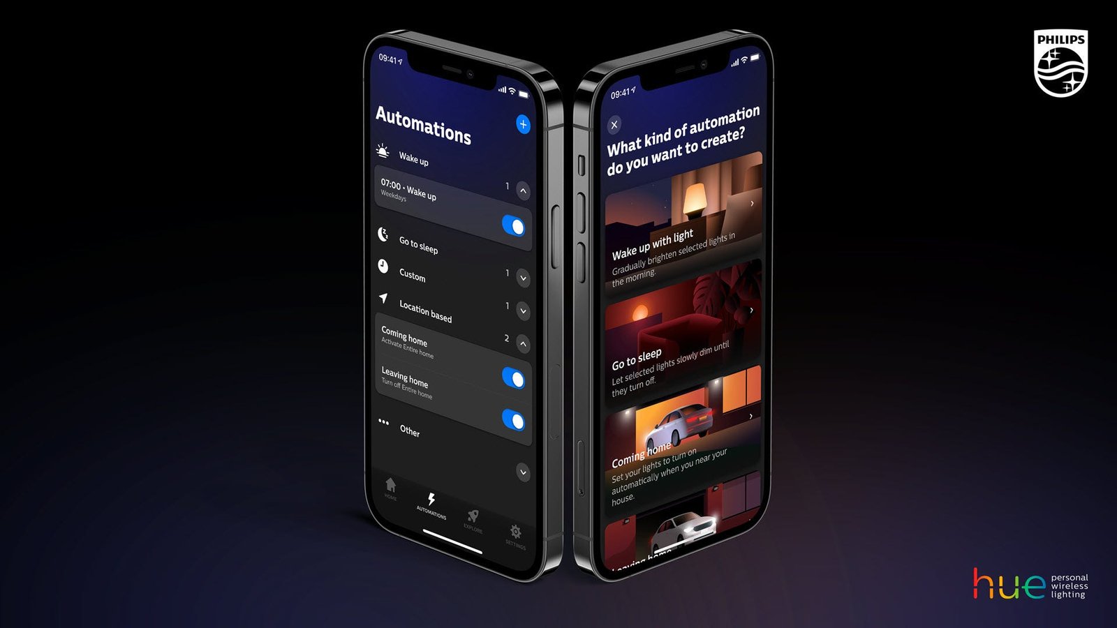 An updated Philips hue app on an iPhone