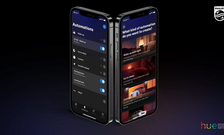 An updated Philips hue app on an iPhone